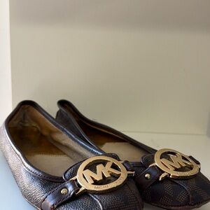 Michael Kors Gold Logo Brown Loafers